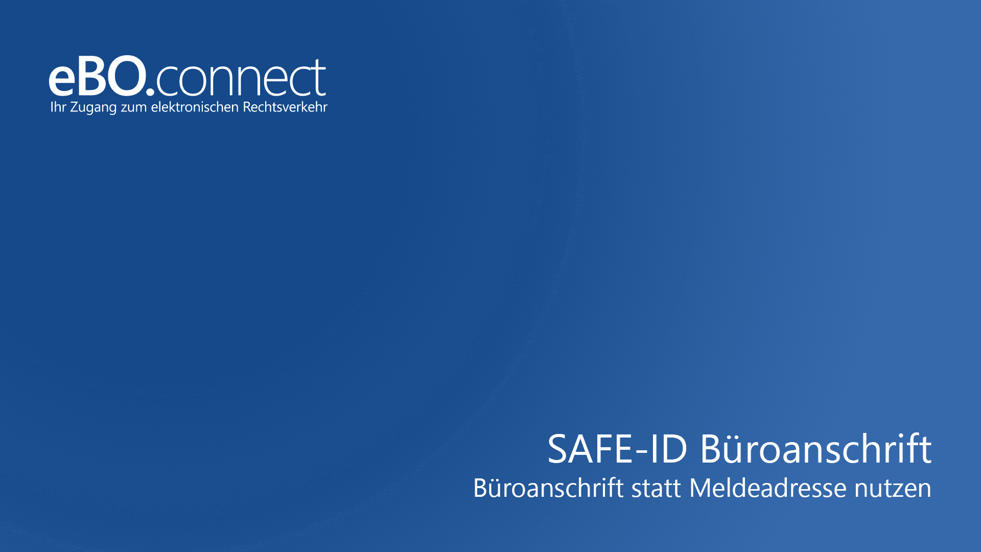 Optionale SAFE-ID Geschäftsadresse